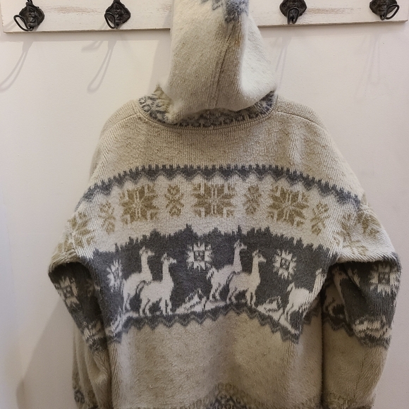 Yari Artesanias 100% Wool Made in Ecuador Hooded Sweater Jacket - Size Large - Picture 6 of 9